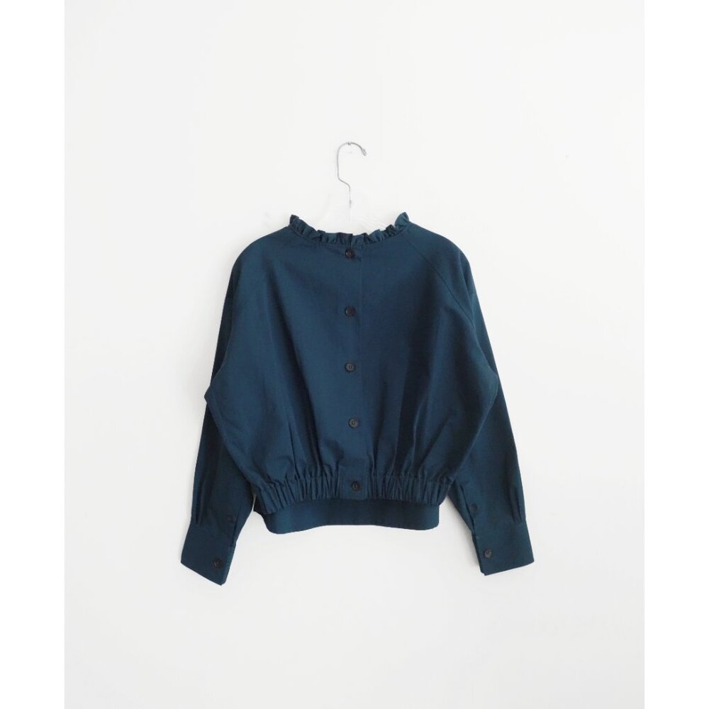 Atlantique Ascoli Prussian Blue Cotton Linen Long Sleeve Fleuret Top 3 L NWT - Picture 6 of 12